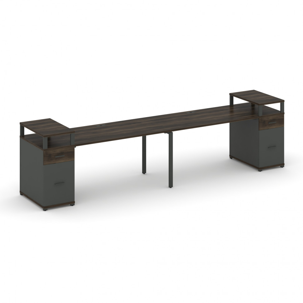 Concept Рабочая станция 2 места с 2 опорными тумбами CN.ORS-429 A Дуб Мали/Антрацит/Металл Антрацит