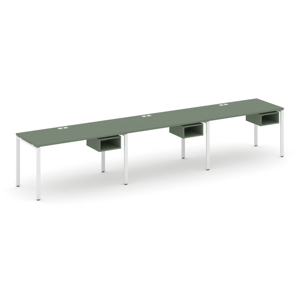 Concept Рабочая станция односторонняя с подвес. тумбами 3 места CN.ORS-122 Кобо/Металл Белый 3540*72