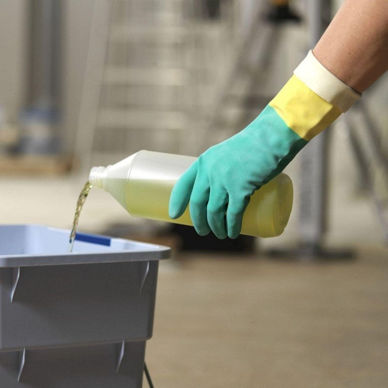 Перчатки резиновые Vileda Profes латекс/неопр хлопк.напыл зел/жел M 120268