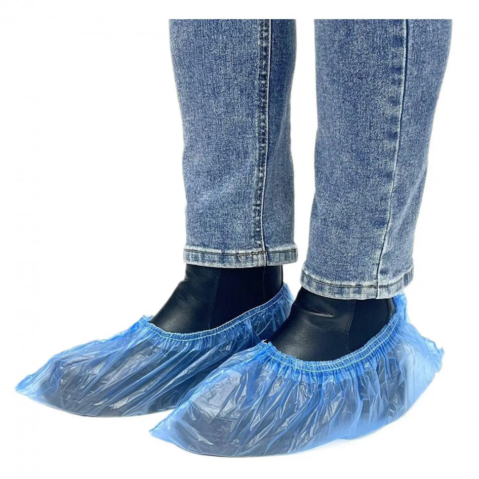 Бахилы п/э Экстра,синие,дв.резинка,5,2гр,20мкм,1250 пар/уп