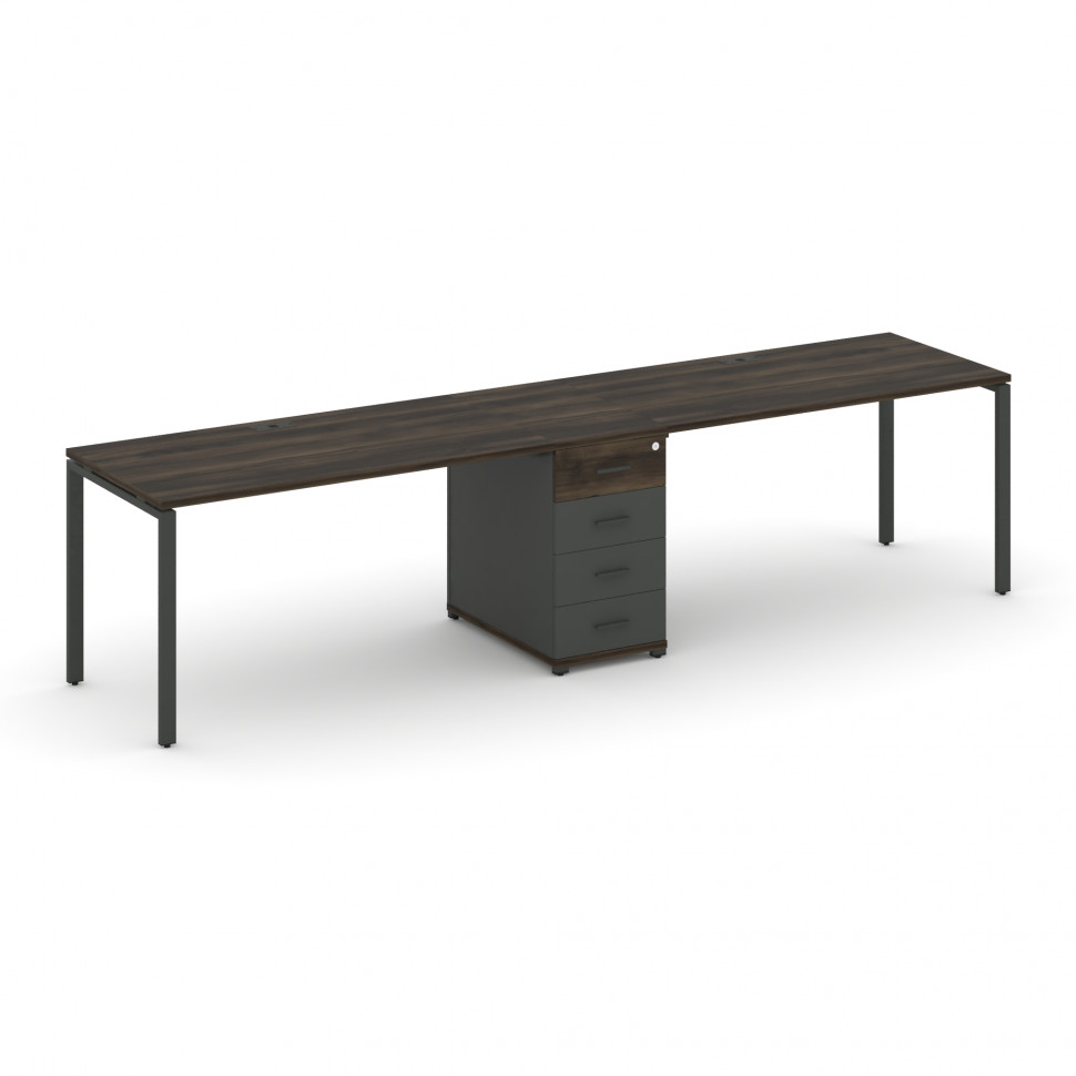 Concept Рабочая станция 2 места с 1 опорной тумбой CN.ORS-404 A Дуб Мали/Антрацит/Металл Антрацит 35