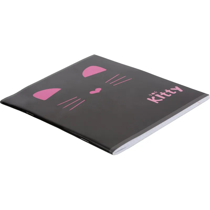 Тетрадь общая А5 48л Kitty черн,клет,скреп, ВД-лак