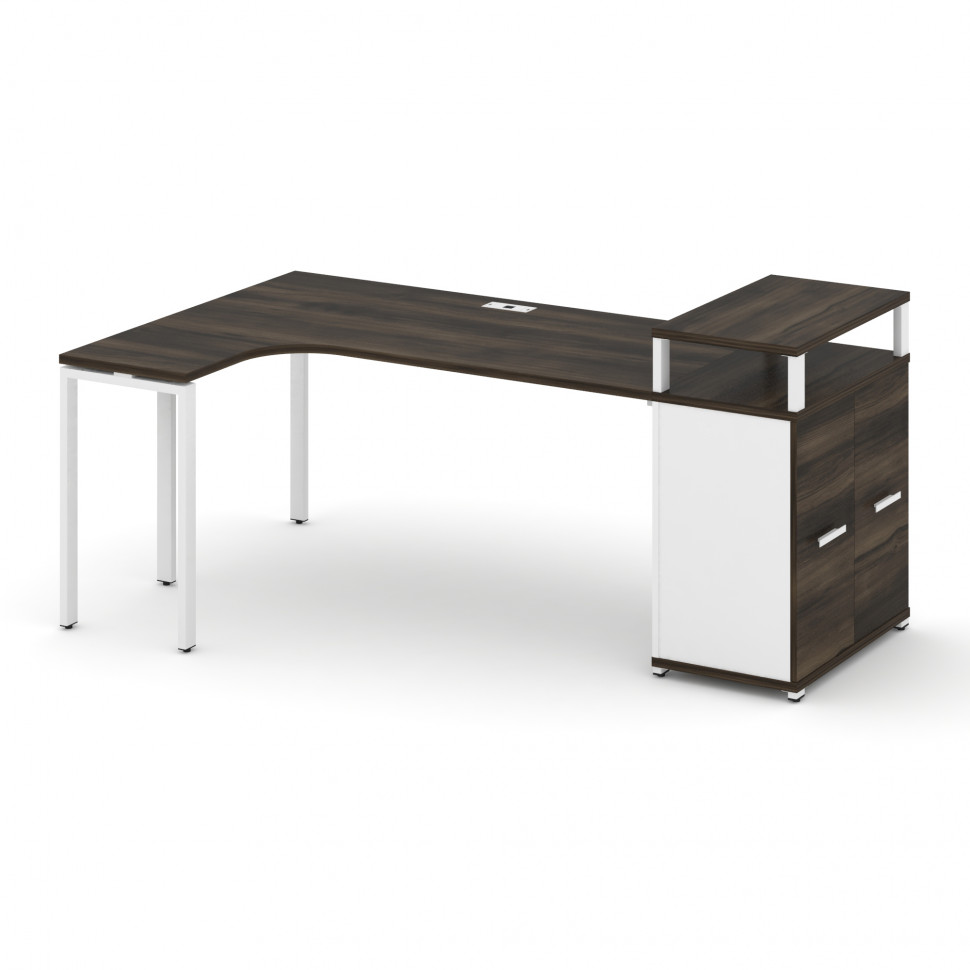 Concept Стол эргономичный с опорным распаш. шкафом с верх. горизонтом CN.SA-212(L) W Дуб Мали/Белый Concept Стол эргономичный с опорным распаш. шкафом с верх. горизонтом CN.SA-212(L) W Дуб Мали/Белый