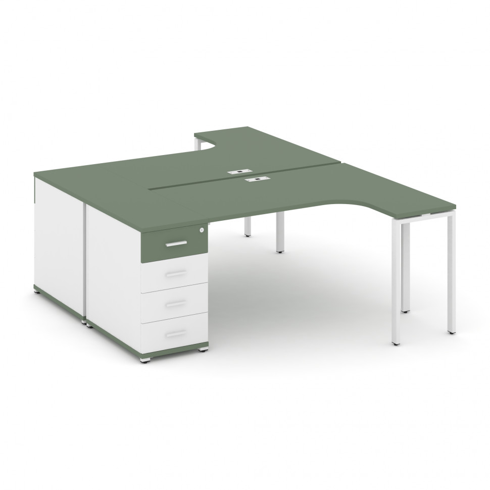 Concept Рабочая станция CN.DSA-401 W Кобо/Белый Бриллиант/Металл Белый 1800*1180*750