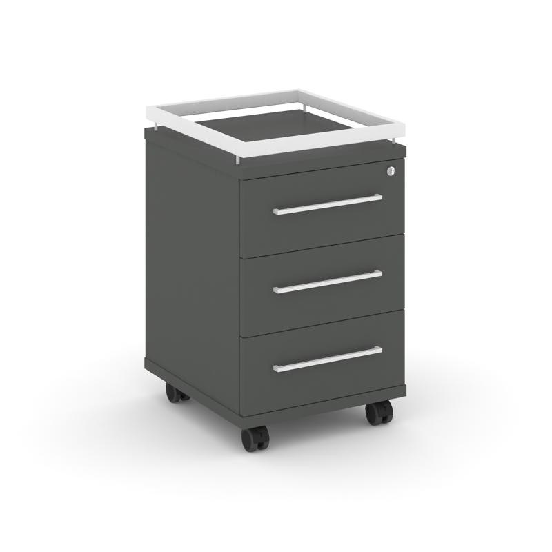 Rift Тумба мобильная усиленная + рамка RF.TM-003 Антрацит NEW/Металл Белый/Белый Ручки 416*460*665