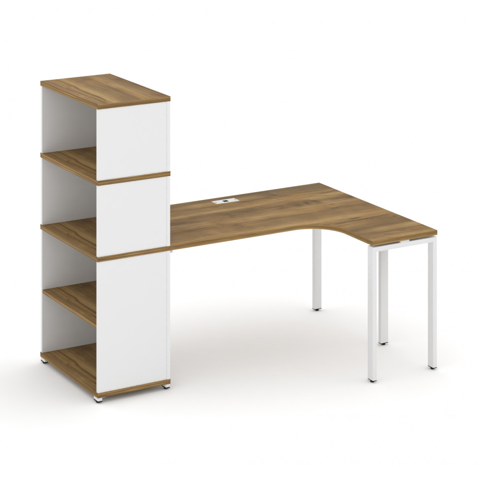 Concept Стол эргономичный с опорным стеллажом с надставкой выс. CN.SA-207(R) Сандал Янтарный/Белый Б
