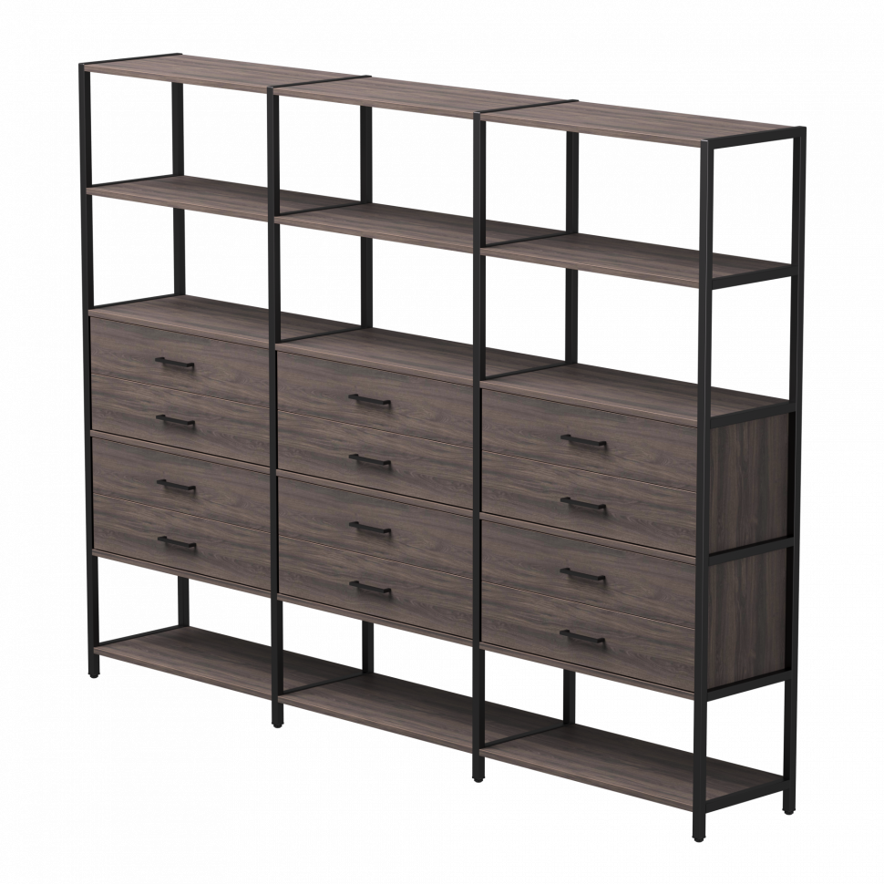 Набор стеллажных систем №10 Everprof EVO (ЭВО) 2440x385x1840 Дуб Пасадена/Черный