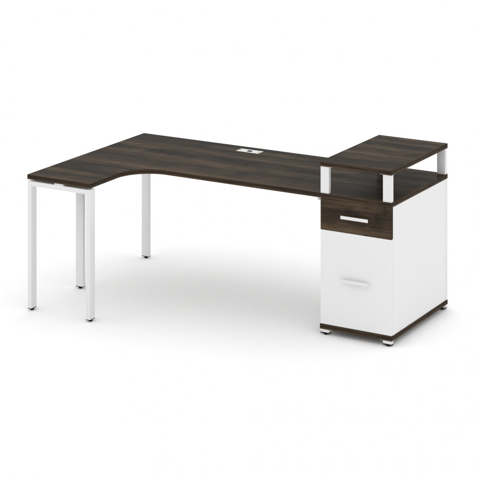 Concept Стол эргономичный CN.SA-408(L) W Дуб Мали/Белый Бриллиант/Металл Белый 2000*1180*917