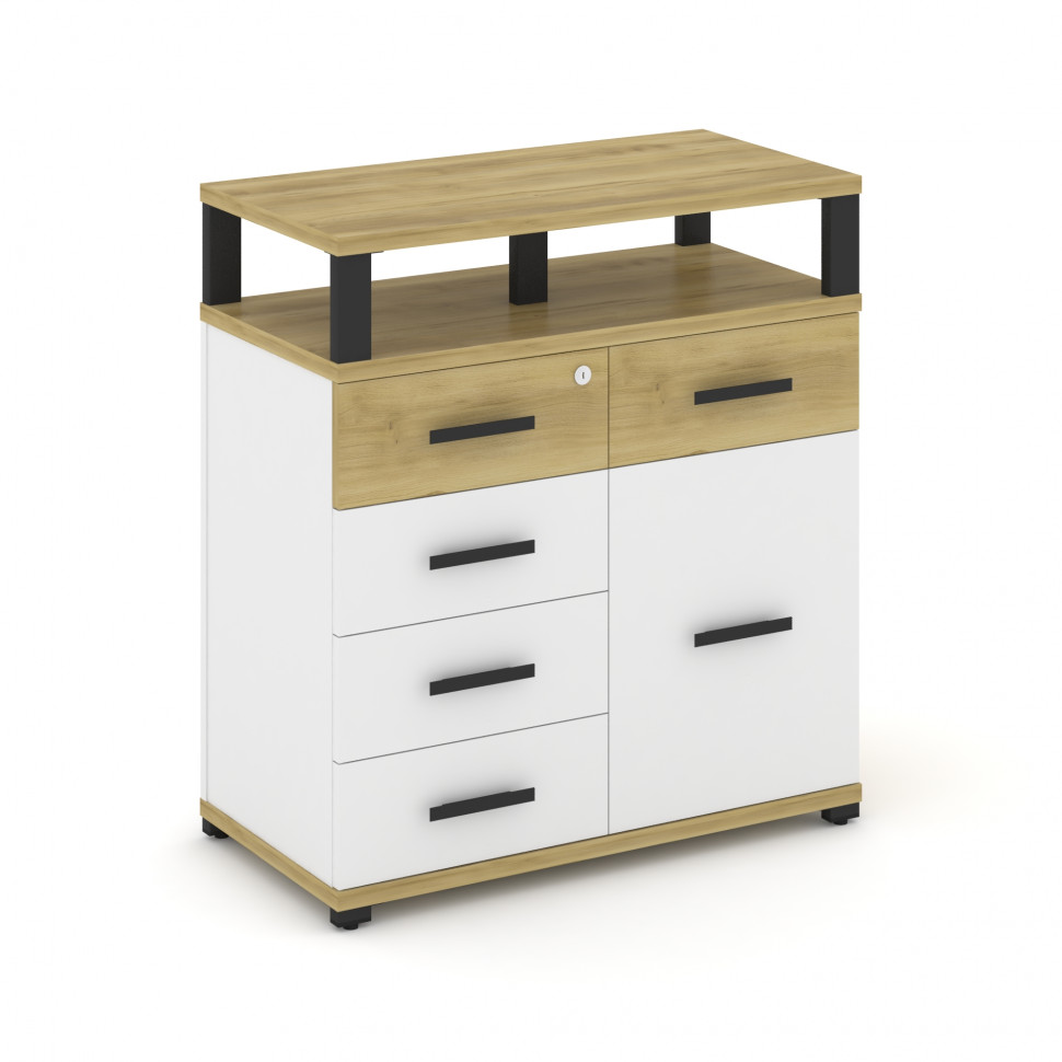 Concept Тумба приставная широкая 5 ящ.+1 распаш. фасад с надставкой широкой CN.TSP-018 B Дуб Винченц Concept Тумба приставная широкая 5 ящ.+1 распаш. фасад с надставкой широкой CN.TSP-018 B Дуб Винченц