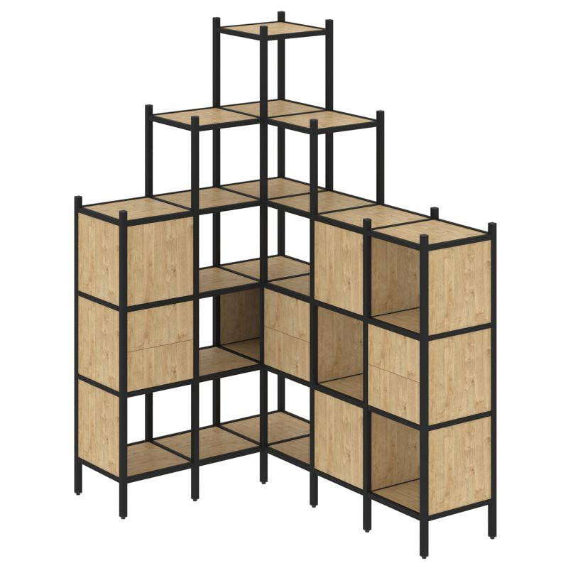 Loft Угловой внутренний стеллаж VR.L-43 Тиквуд Светлый/Металл Черный 1278*1694*2280