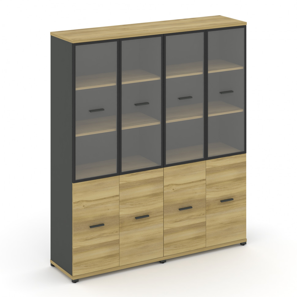 Concept Шкаф 2 широкие секции, 5 ниш CN.STS-522 RPB A Дуб Винченцо/Антрацит/Металл Антрацит/Прозрачн Concept Шкаф 2 широкие секции, 5 ниш CN.STS-522 RPB A Дуб Винченцо/Антрацит/Металл Антрацит/Прозрачн