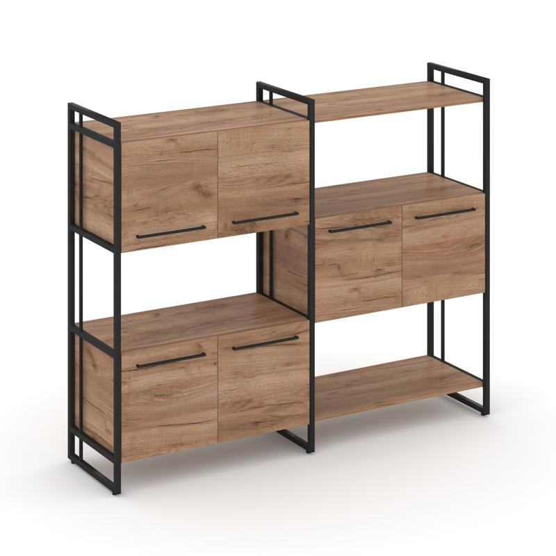 Rift Шкаф комбинированый RF.NS-004 Дуб Табак/Металл Черный/Черный Ручки 1576*396*1286