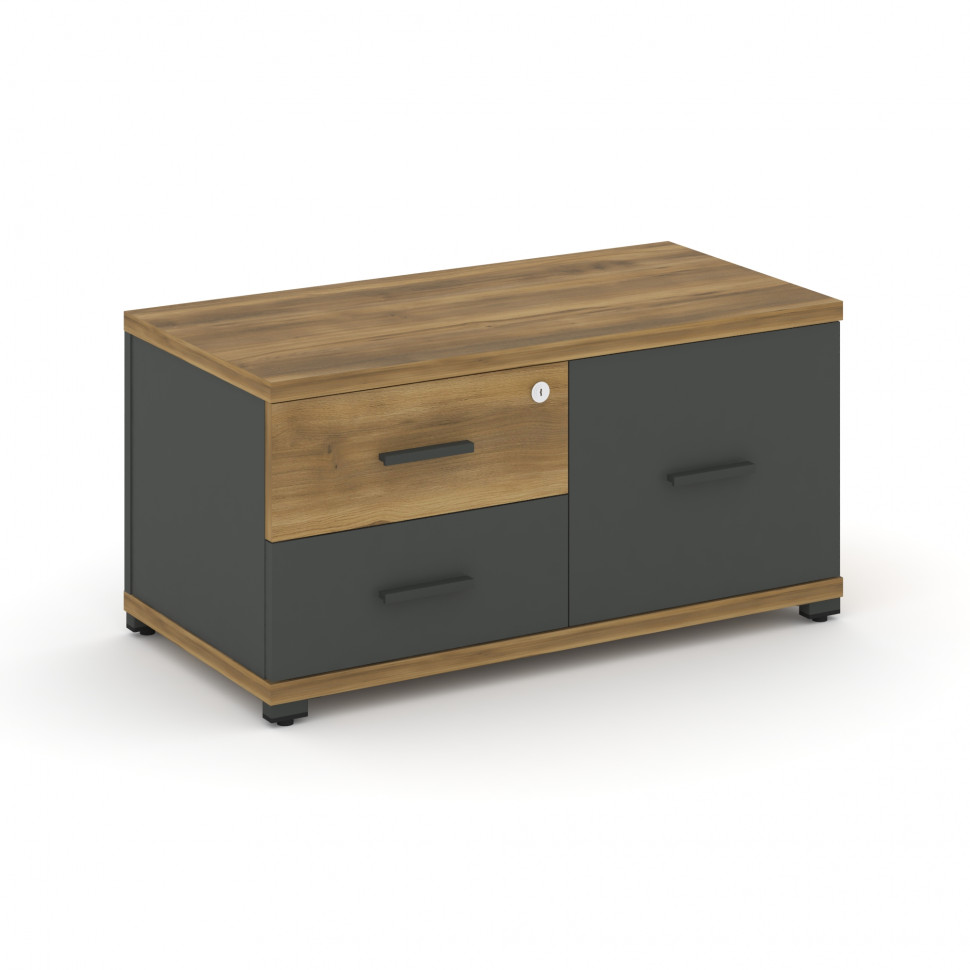 Concept Тумба приставная широкая 2 ящ.+1 распаш. фасад CN.TSP-004 A Сандал Янтарный/Антрацит/Металл Concept Тумба приставная широкая 2 ящ.+1 распаш. фасад CN.TSP-004 A Сандал Янтарный/Антрацит/Металл