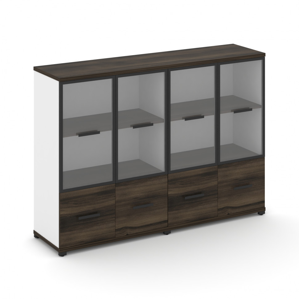 Concept Шкаф 2 широкие секции, 3 ниши CN.STS-322 RPB B Дуб Мали/Белый Бриллиант/Металл Черный/Прозра Concept Шкаф 2 широкие секции, 3 ниши CN.STS-322 RPB B Дуб Мали/Белый Бриллиант/Металл Черный/Прозра