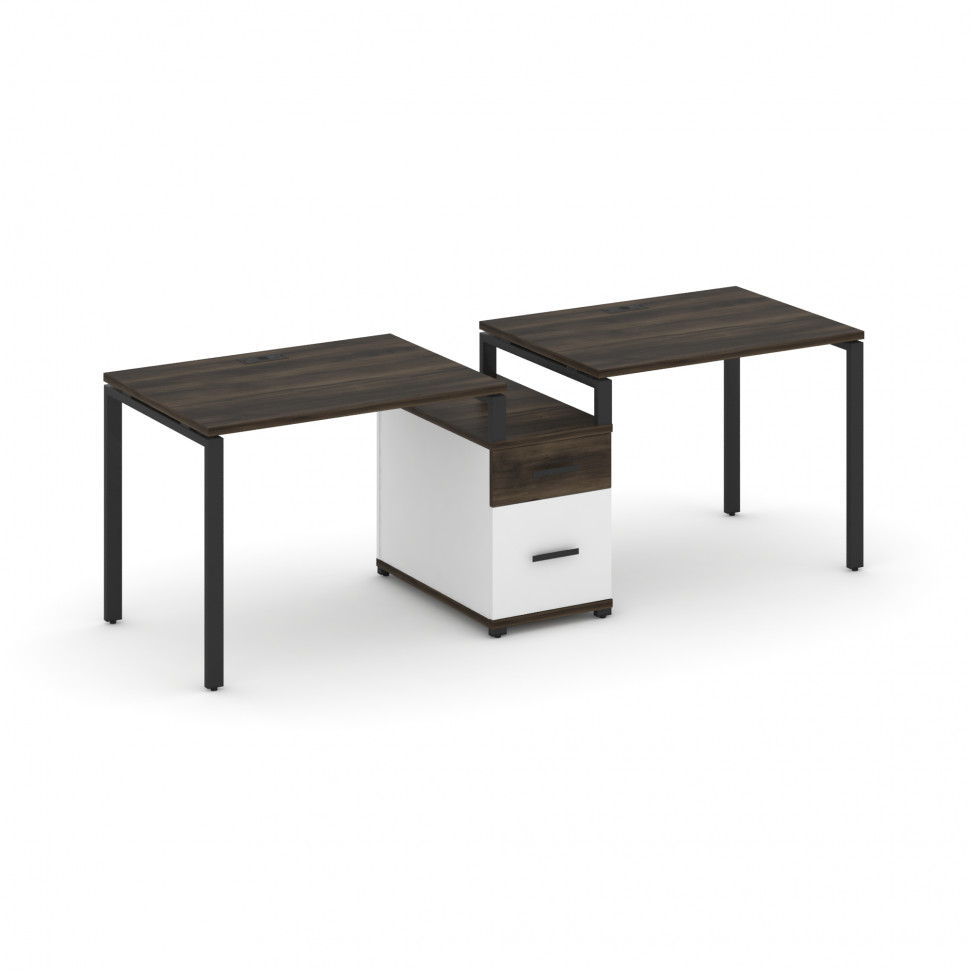 Concept Рабочая станция 2 места с 1 опорной тумбой CN.ORS-305 B Дуб Мали/Белый Бриллиант/Металл Черн Concept Рабочая станция 2 места с 1 опорной тумбой CN.ORS-305 B Дуб Мали/Белый Бриллиант/Металл Черн