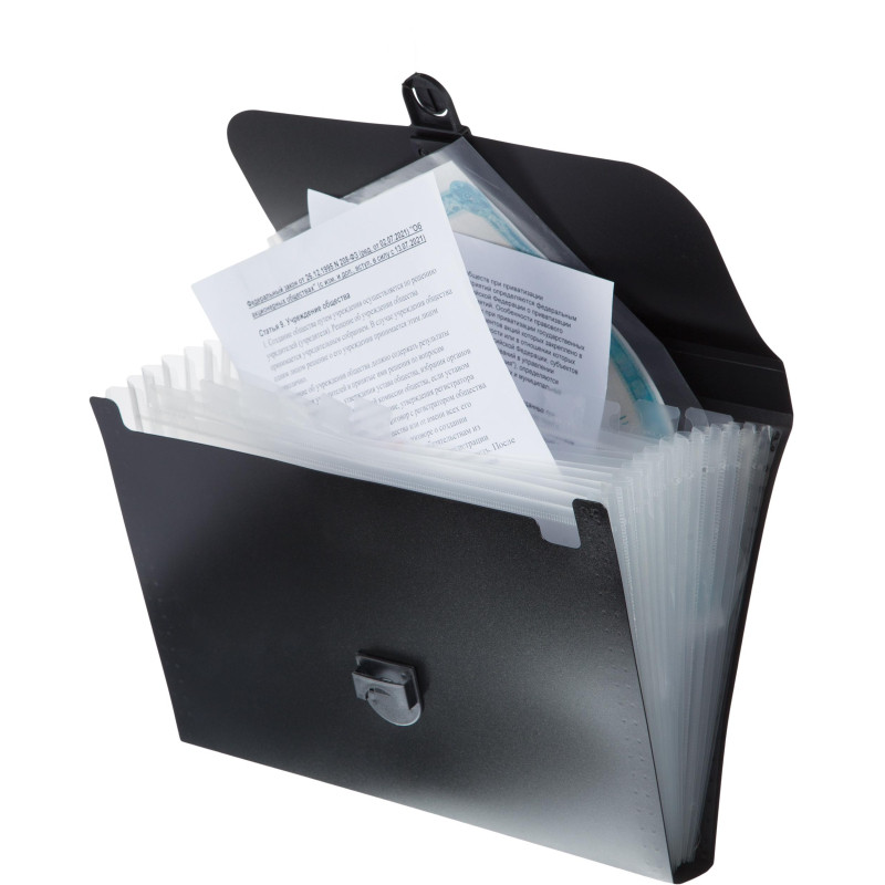 Портфель-картотека пластик ATTACHE черн.BF12/7 12 отд. Росси