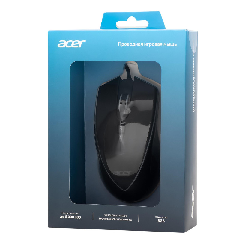 Мышь компьютерная Acer OMW131 черный (800-6400dpi)USB/1кн (ZL.MCEEE.015)