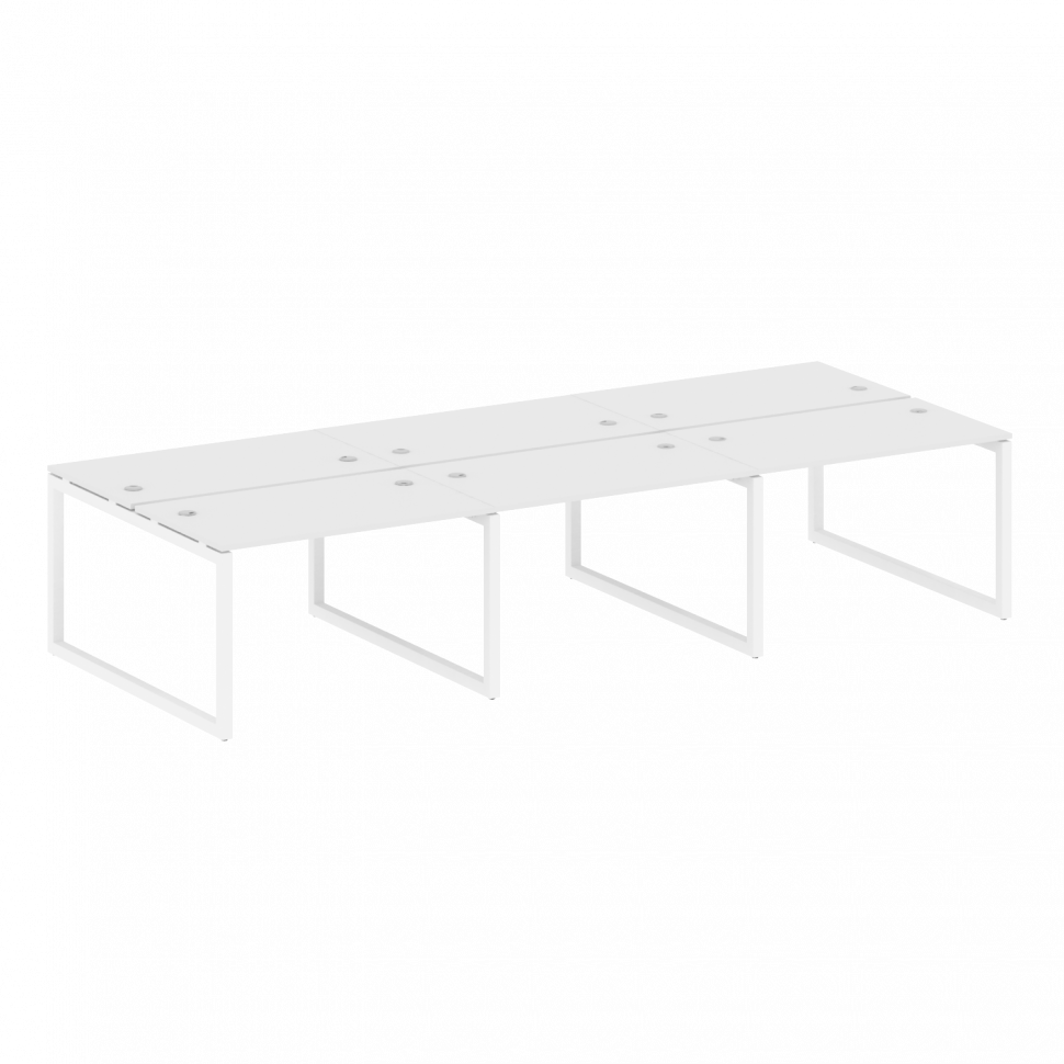 Metal System Quattro Рабочая станция на 6 раб. мест на О-образном м/к 50БО.СМ-6.2 Белый/Металл Белый