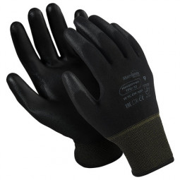 Перчатки нейлоновые MANIPULA "Микропол", полиуретановое покрытие (облив), размер 10 (XL), черные, TPU-12