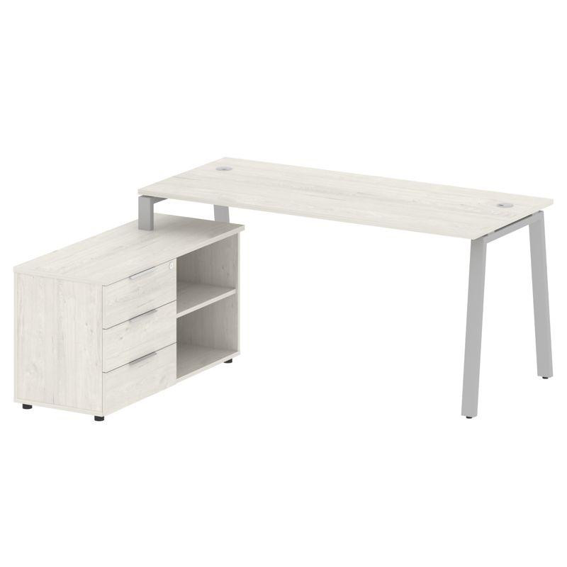 Metal System Рабочая станция с тумбой на А-образном м/к БА.РС-СТС-2.4 (L) Дуб Наварра/Металл Серый 1