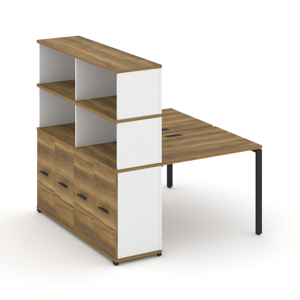 Concept Рабочая станция с опорным распаш. шкафом с надставкой выс. CN.DRS-229 B Сандал Янтарный/Белы