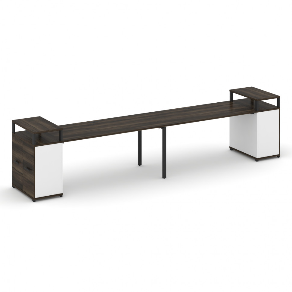 Concept Рабочая станция с опорными распаш. шкафами с верх. горизонтами  CN.ORS-224 B Дуб Мали/Белый