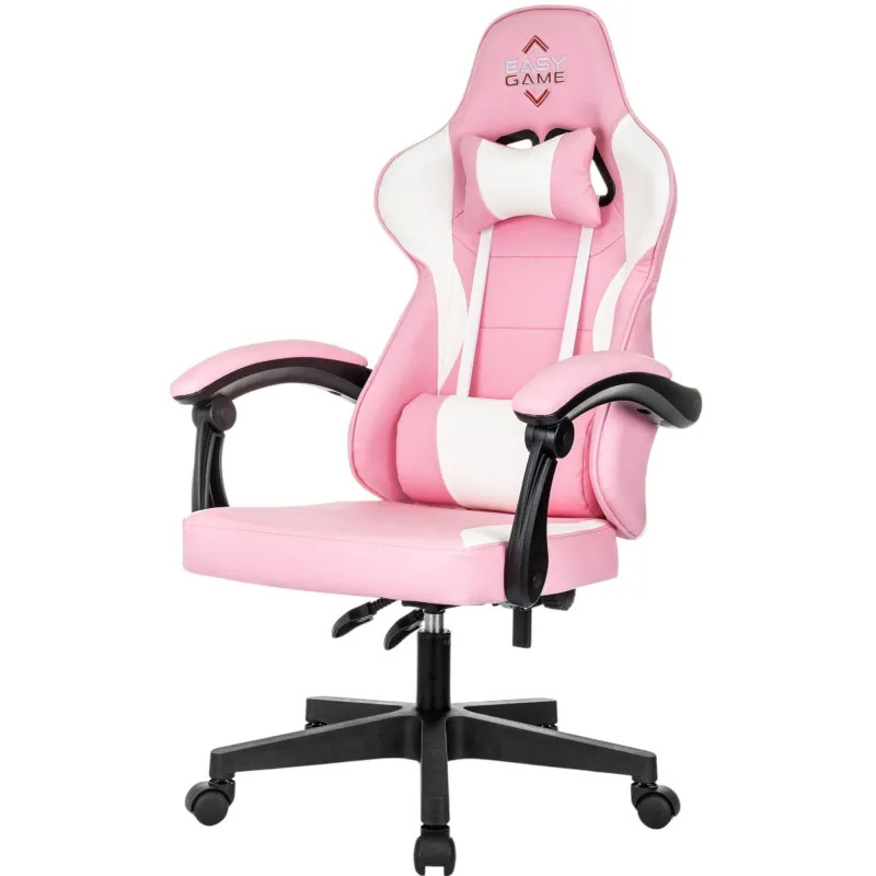 Кресло VB_Echair Easy Game-907 LT PU экокожа розовый/белый, пластик