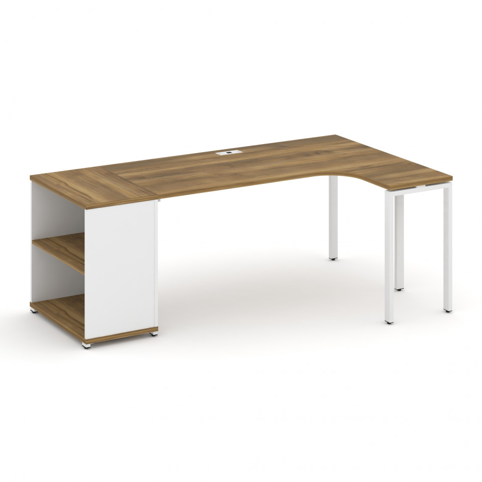 Concept Стол эргономичный с опорным стеллажом CN.SA-202(R) Сандал Янтарный/Белый Бриллиант/Металл Бе Concept Стол эргономичный с опорным стеллажом CN.SA-202(R) Сандал Янтарный/Белый Бриллиант/Металл Бе