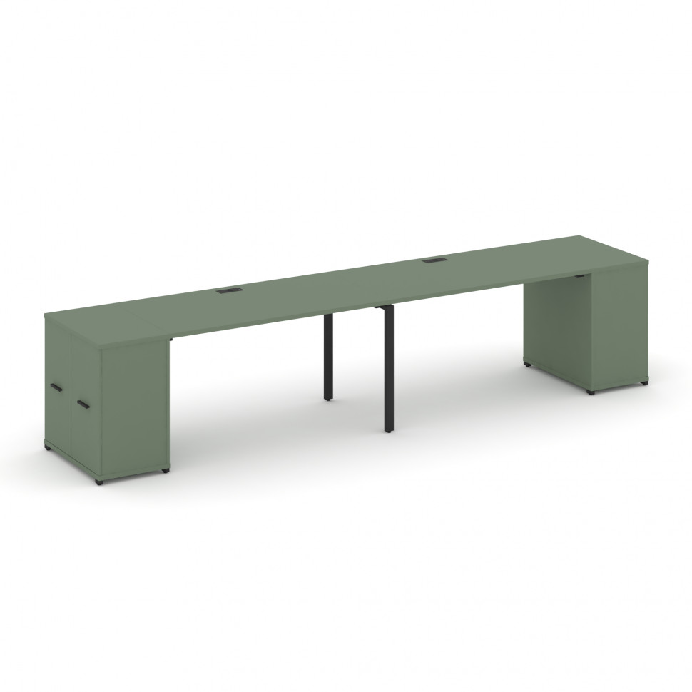 Concept Рабочая станция с опорными распаш. шкафами CN.ORS-220 B Кобо/Металл Черный 4000*720*750