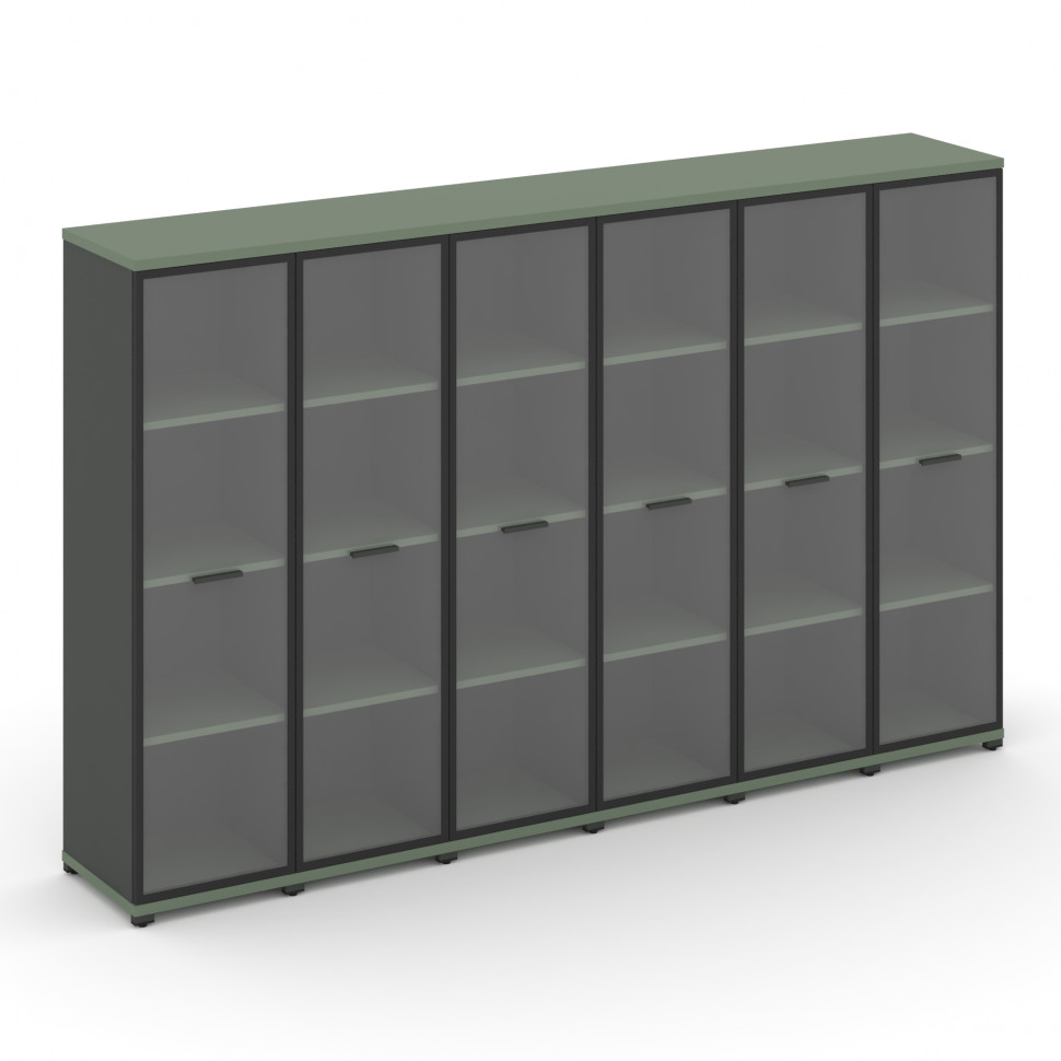 Concept Шкаф 6 узких секций, 4 ниши CN.STU-466 RPB A Кобо/Антрацит/Металл Антрацит/Прозрачный 2500*4