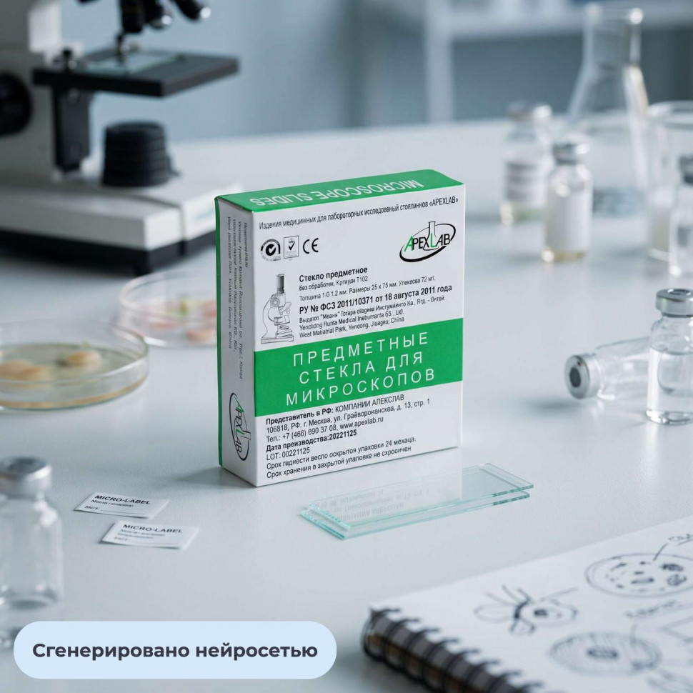 Стекло предметное 75х25х1,1 б/обработки Apexlab 7102 72 шт/уп Стекло предметное 75х25х1,1 б/обработки Apexlab 7102 72 шт/уп