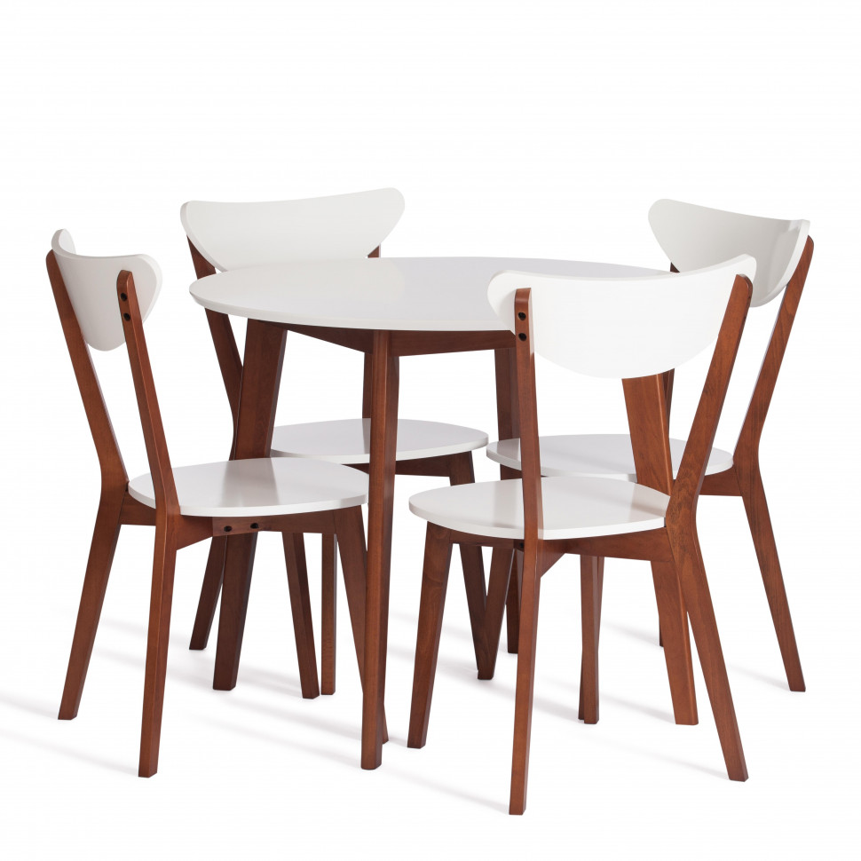 Стол обеденный Вosco/Боско МДФ/бук, D900, белый/коричневый