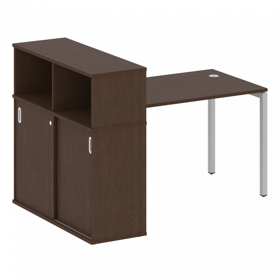 Metal System Quattro Стол письменный с шкафом-купе на П-образном м/к 40БП.РС-СШК-3.2 Т Венге Цаво/Ме