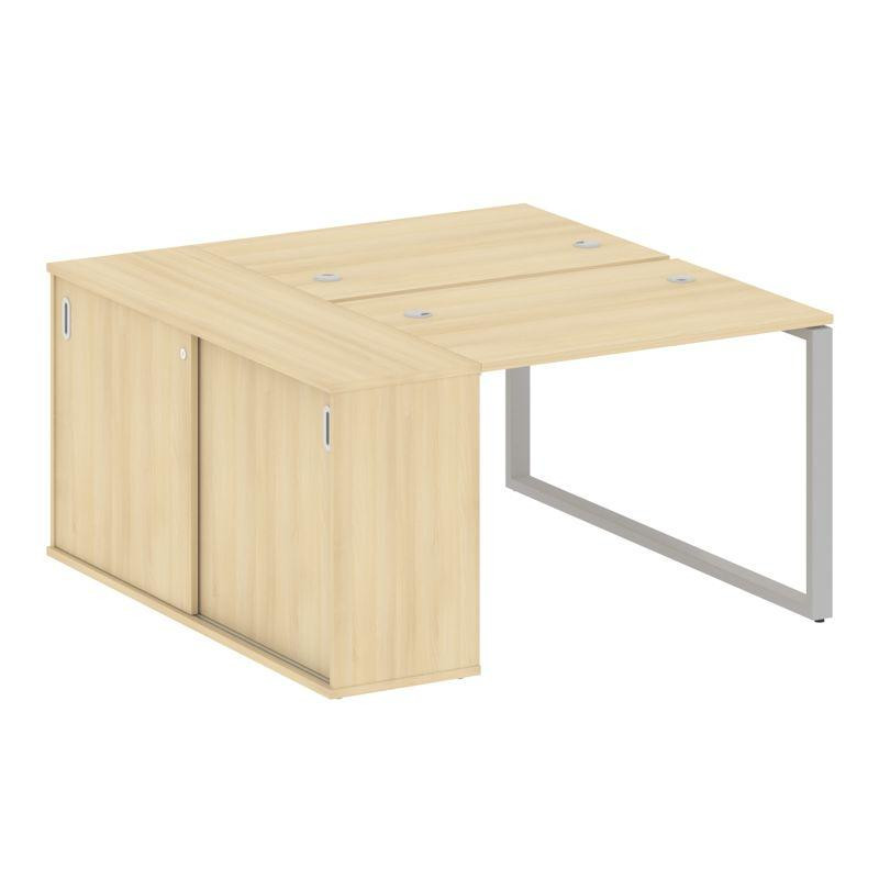 Metal System Рабочая станция с шкафом-купе на О-образном м/к БО.РС-СШК-1.1 Т Акация Лорка/Металл Сер