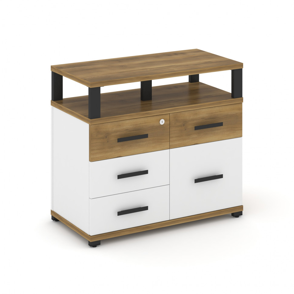 Concept Тумба приставная широкая 4 ящ.+1 распаш. фасад с надставкой широкой CN.TSP-012 B Сандал Янта
