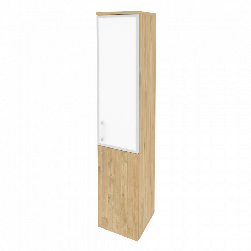 Onix Шкаф высокий узкий правый O.SU-1.2 R (R) white Тиквуд Светлый/Стекло White 400*420*1977