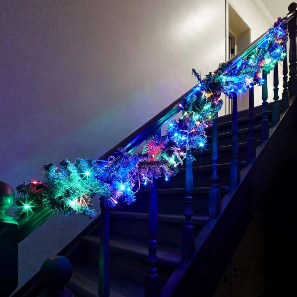 Гирлянда светодиодная  100LED Мульти 10 м,прозр ПВХ, с контр 304-029