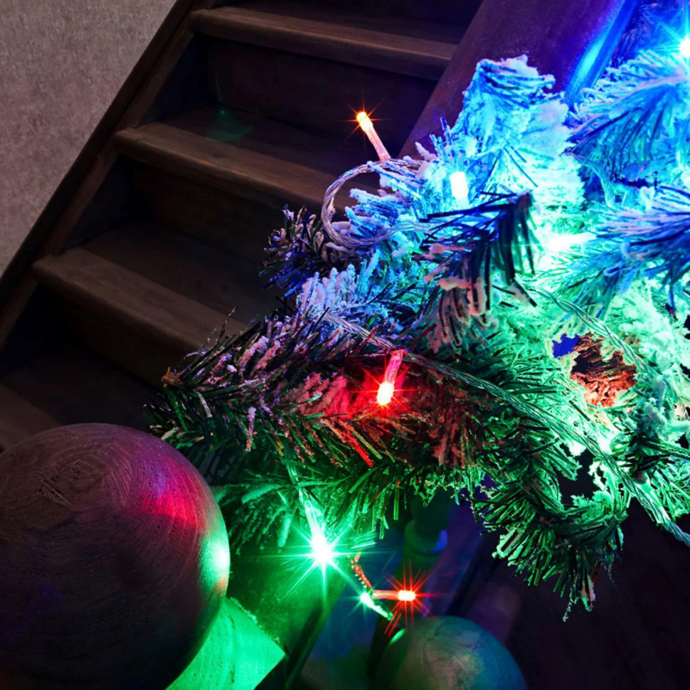 Гирлянда светодиодная  100LED Мульти 10 м,прозр ПВХ, с контр 304-029