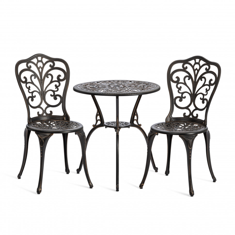 Комплект Secret de Maison Romance/Романс (стол+2 стула) алюминиевый сплав, D60/H67, 53х41х89см, бронзовый