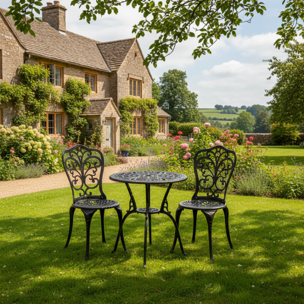 Комплект Secret de Maison Romance/Романс (стол+2 стула) алюминиевый сплав, D60/H67, 53х41х89см, бронзовый