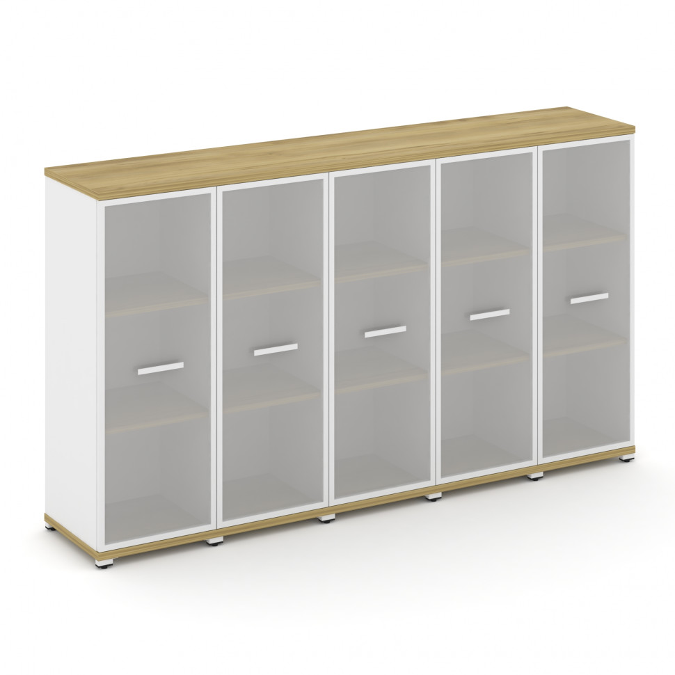 Concept Шкаф 5 узких секций, 3 ниши CN.STU-356 RMW W Дуб Винченцо/Белый Бриллиант/Металл Белый/Сатин