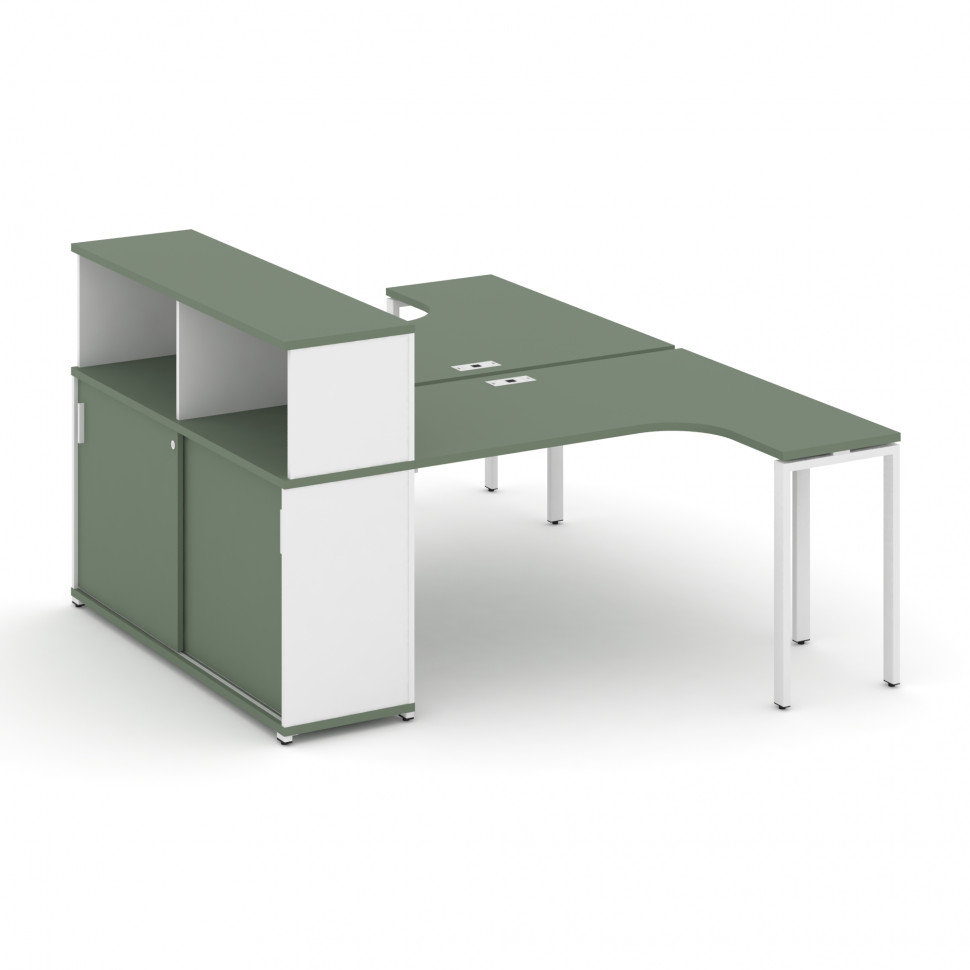 Concept Рабочая станция с опорным шкафом-купе с надставкой низ. CN.DSA-220 W Кобо/Белый Бриллиант/Ме