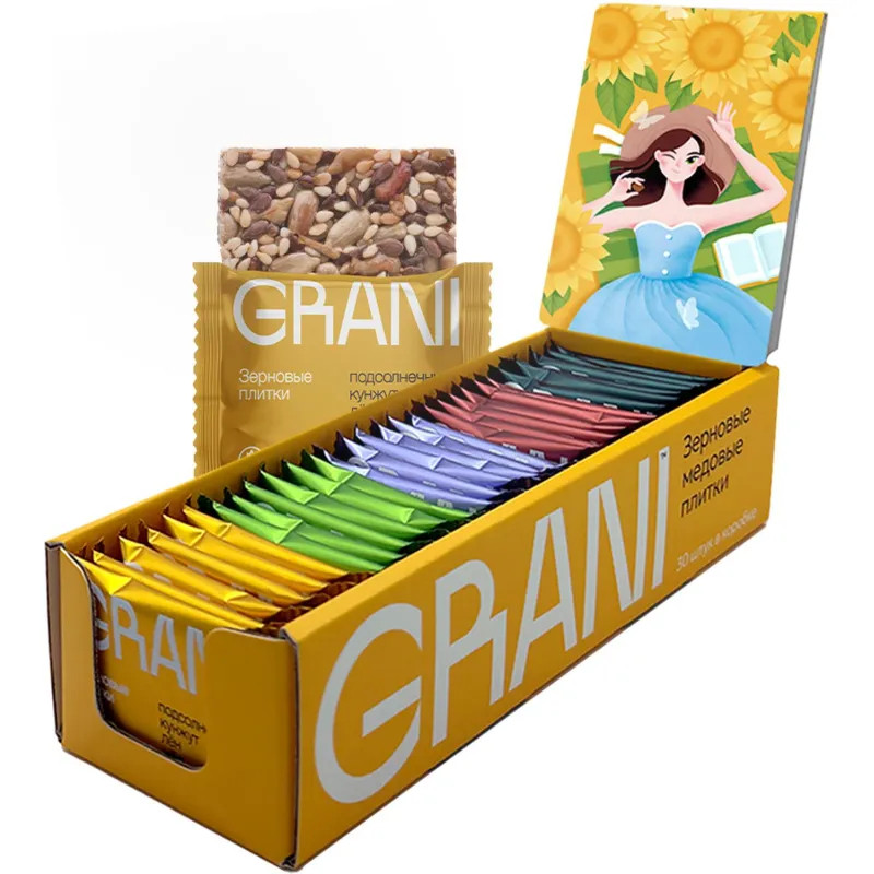 Зерновые плитки медовые GRANI ассорти 7гx30шт/уп 880690/880744