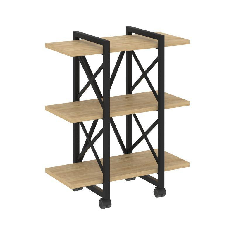 Loft Стеллаж на колесных опорах-3 полки VR.L-MST.K-3.4V Тиквуд Светлый/Металл Черный 800*400*968 Loft Стеллаж на колесных опорах-3 полки VR.L-MST.K-3.4V Тиквуд Светлый/Металл Черный 800*400*968