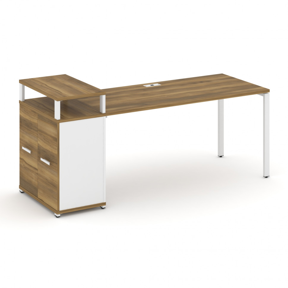 Concept Стол рабочий с опорным распаш. шкафом с верх. горизонтом  CN.SP-224 W Сандал Янтарный/Белый