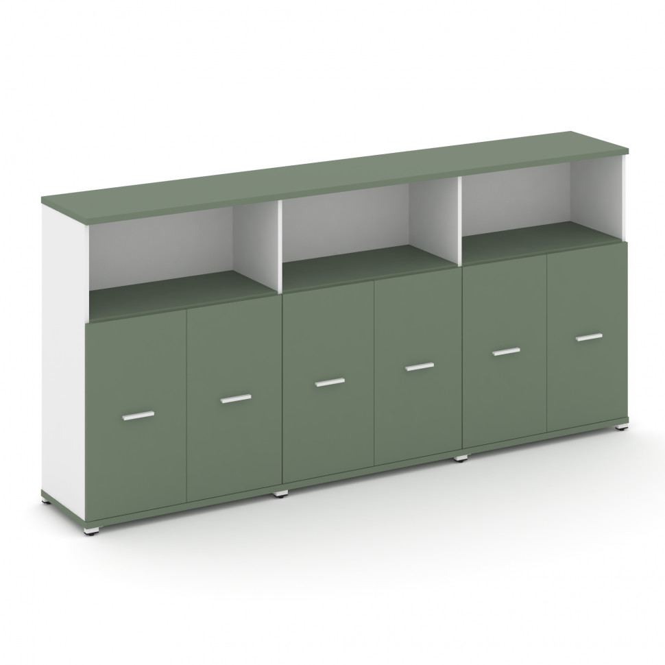 Concept Шкаф 3 широкие секции, 3 ниши CN.STS-333 W Кобо/Белый Бриллиант/Металл Белый 2500*420*1186