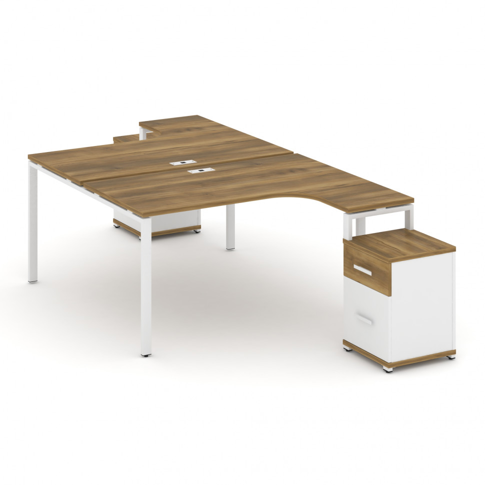 Concept Рабочая станция с 2 опорными тумбами CN.DSA-307 W Сандал Янтарный/Белый Бриллиант/Металл Бел