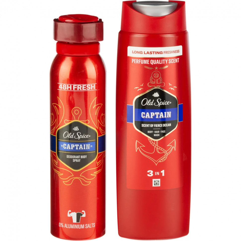 Подарочный набор Old Spice Captain Аэр дезод 150мл+Гельд/Душ+шмп 3в1 250мл