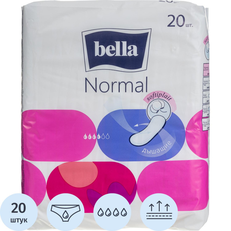 Прокладки женские гигиенические bella Normal, 20 шт./уп. Прокладки женские гигиенические bella Normal, 20 шт./уп.