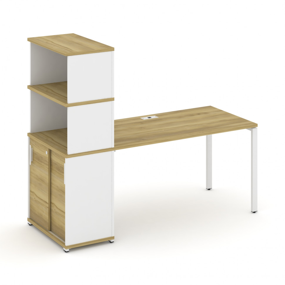 Concept Стол рабочий с опорным шкафом-купе с надставкой выс. CN.SP-243 W Дуб Винченцо/Белый Бриллиан